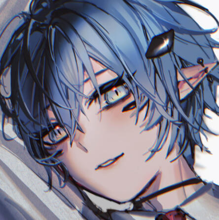X-Ark’s blue-haired VTuber character portrait